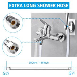 JatilEr Shower Hose, 3 m, Smooth PVC Shower Hose, Plastic Shower Hoses, Universal Replacement Twist-Proof Explosion Protection Shower Hoses with 2 Shower Hose, Sealing Ring