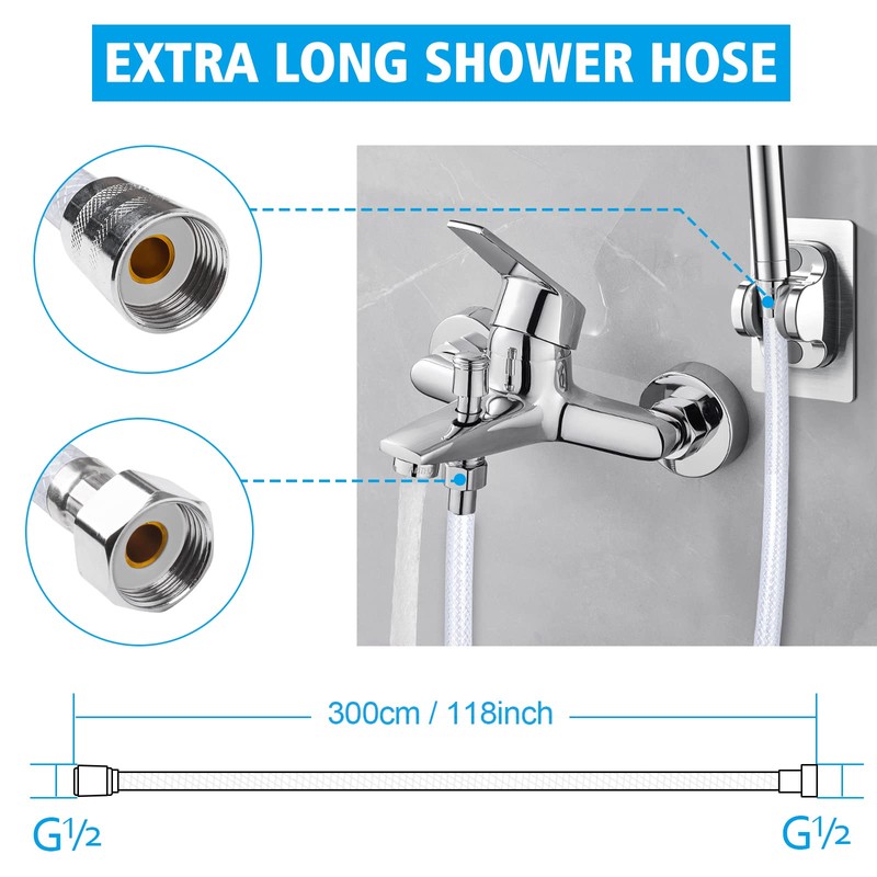 JatilEr Shower Hose, 3 m, Smooth PVC Shower Hose, Plastic