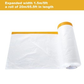 4 Pcs Tape and Drape 5 Ft x 65 Ft Pre-Taped Masking Film Plastic Painting Drop Film Painters Plastic Sheeting Roll Masking Paper with Tape for Automotive Painting, Paint