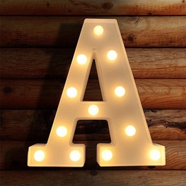 Letras con luces LED iluminadas para luz nocturna -AJR - letras del alfabeto para decoración de pared, letras iluminadas para boda/fiesta de cumpleaños, decoración de Navidad, funciona con pilas (A)