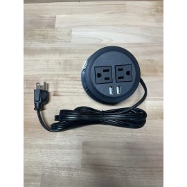 intertek 3” Desktop Power Grommet - Dual USB, Dual Power Outlet - 6ft Cord