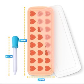 Heart Ice Cube Tray Ice Cube Tray with Lid - 24 Cavity Heart Candy Mold Silicone Ice Tray with Lid - Heart Shaped Ice Cube Trays Ice Cube Molds for Cocktails - Ice Ball Trays for Freezer Silicone Mold