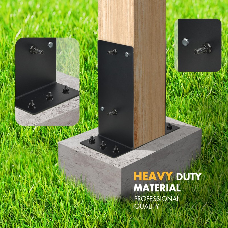 Heavy Duty Steel Post Base, 6''x6'' (Internal 5.5"x5.5"), Concrete Post