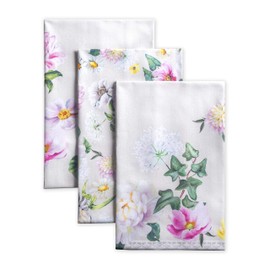 Maison d' Hermine Pivoine, 100% Cotton, Set of 3 Multi-Purpose Kitchen Towels, Bar Towels, Spring/Summer (50 cm x 70 cm)