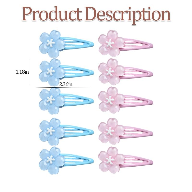 10Pcs Flower Snap Hair Clips for Girls Women Small Hair