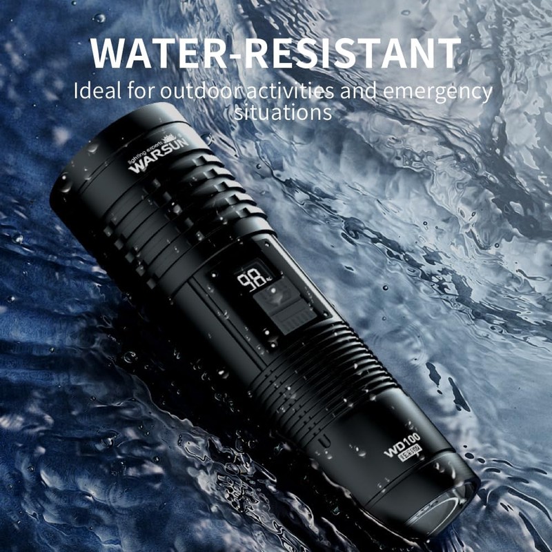 WARSUN High Beam Rechargeable Flashlight – 500 Lumens Zoomable LED