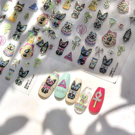 Dedyel 5D Embossed Cute Nail Art Stickers Cartoon Self Adhesive Nail Stickers Kawaii Design Anime Nail Stickers for Women Kids Girls Nails Art Decorations