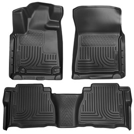 Husky Liners Weatherbeater Floor Mats | Fits 2007-2011 Toyota Tundra, CREWMAX & Double CAB ONLY (Footwell Coverage) | Front & 2nd Row, 3-pc Black - 98581