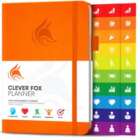Clever Fox Planner – Undated Weekly & Monthly Planner for Productivity, Time Management & Goals – Organizer Journal – A5 (Orange)