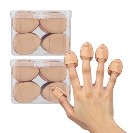 Lindo Finger Puff For Foundation & Powders, For Wet & Dry Use, Blender Sponge, Makeup Detail, 64 pc with 2 Travel Cases (Neutral)