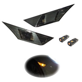 Amber Lens Side Marker Lights Compatible with 2016-2021 Civic 10th Gen, LED Front Fender Clearance Lamps + T10 Bulbs, Plug-and-Play Replacement for OEM #33800TBAA02/34300-TET-H01