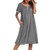 Ekouaer Womens House Dress Moomoo Nightgown with Pockets Short Sleeve