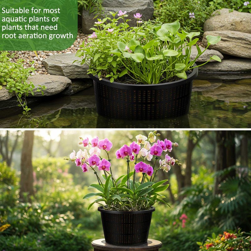 Weysat 8pcs Pond Plant Baskets Hydroponic Baskets 8.3 Inch Round