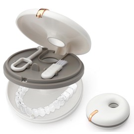 Retainer Case,Denture Box,False Teeth Container Retainer box,Retainer Case Denture Bath Cleaning Tool,1 Aligner Removal Tool,and 1 Denture Brush for Braces Or Dentures Cleaning Storage for Travel