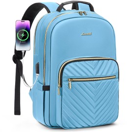 LOVEVOOK Laptop Backpack for Women 15.6 inch,Cute Womens Travel Backpack Purse,Professional Laptop Computer Bag,Waterproof Work Business College Teacher Bags Carry on Backpack with USB Port,Angel Blue