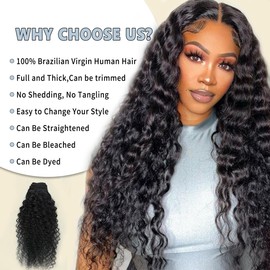 LICHANG Deep Wave Human Hair Bundle 18 20 22 Inchs 12A Human Hair Bundle 100% Unprocessed Brazilian Curly Wet Wavy Texture 3 Bundles Deep Wave Natural Black for Women