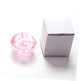 TOVINANNA 2Pcs Pink Crystal Nail Art Cleaning Cup with Lid Durable Manicure Powder Bowl Compact Nail Crystal Holder for Mixing Liquids and Washing Brushes