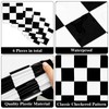 DEMIUKO 6PCS Checkered Table Runner Black White Party Table Decor