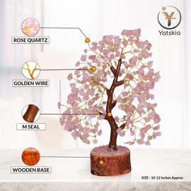 Rose Quartz Crystal Tree - Positive Energy - Healing Crystals and Gemstone - Pink Ornaments - Crystal Money Tree - Reiki Supplies - Gemstone Tree - Spiritual Gifts for Women - Pink Home Accessories