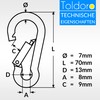 Toldoro Niro AISI 316 V4A Stainless Steel Snap Hook 50-120