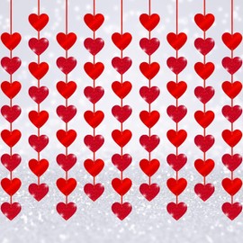 Pack of 12 Heart Garland, Valentine's Day Garland, Red Heart Decorative Garland Hanging Decoration, Valentine's Day Decoration, Marriage Proposal Decoration, Valentine's Day Decoration, Red Glitter
