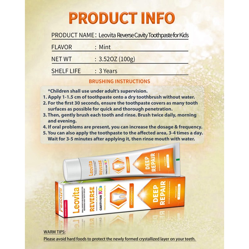 Cavity Reversing Kids Toothpaste - Hydroxyapatite Toddler Cavity Filler, Fluoride