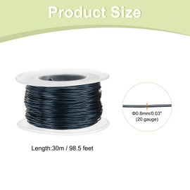 sourcing map 2pcs 20 Gauge Aluminum Craft Wire 0.8mm 98.5ft Flexible Bendable Anodized Metal Jewelry Sculpting Wire for Jewelry Making Modelling Craft DIY, Black