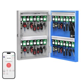 WeHere 32 Key Lock Box Wall Mount, APP Bluetooth/One Time Password Share/Wi-Fi Remote/Fixed Code/Key Unlock, Smart Key Cabinet, Key Organizer Box for Apartment, Home, Office, School Key Manage