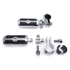 SMT-Highway Front Skull Foot Pegs Clamps Compatible With Honda GL1800 GL1500 GL1100 GL1200 01-12 [B00RUDZF1O]