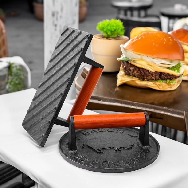 SanKonfu Bacon Press 2.5 lb Heavy Weight Cast Iron Burger