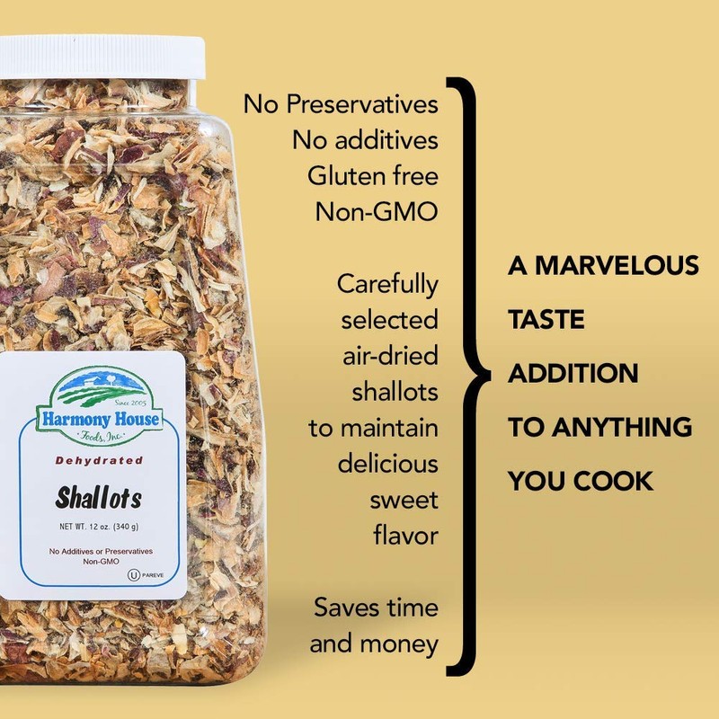 Harmony House Premium Dehydrated Shallots (8 oz, Quart Size Jar)