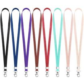 Teskyer 8 Pack Lanyards for ID Badge Holders, Swivel J-Hook Lanyard for Name Card Holder Keychains