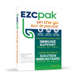 EZC Pak On The Go - Immune Booster for Adults - Cold Extra Strength Capsules with Echinacea, Vitamin C, and Zinc - Natural Defense and Immunity Support