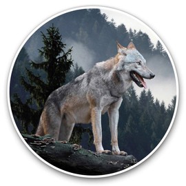 2 x Heart Stickers 10 cm - Wild Timber Wolf Hunting Forest Fun Decals for Laptops,Tablets,Luggage,Scrap Booking,Fridges #16979