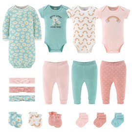 The Peanutshell Newborn Layette Gift Set for Baby Girls - New Born Baby Girl Clothes - Baby Shower Gifts - Infant Outfits, Baby Clothing 0-3 Months, Baby Registry Items Must Haves, Essentials, Multi,