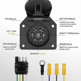 Nilight - Conector de luces, 7 vías, en línea, Trailer Adapter Plug