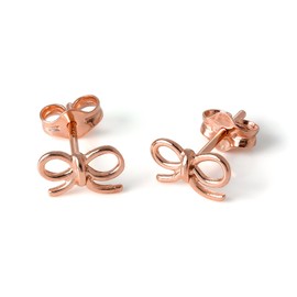 Rose Gold Dipped Sterling Silver Ribbon Bow Stud Earrings
