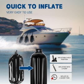 XGeek Boat Fenders 4 Pack,Boat Bumpers for Docking with 4 Ropes, Boat Bumper for Pontoon,Black 8.5in