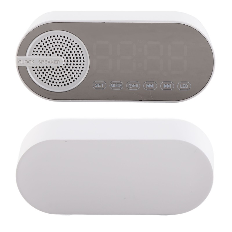 Bluetooth Speaker Dual Alarm Clock Bluetooth5.0 Mirror Clock Speaker Rechargeable