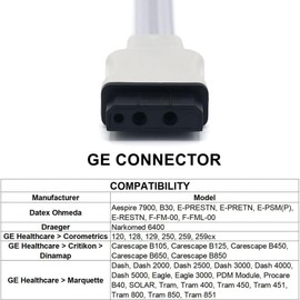 Manguera adaptadora NIBP de 8.2 pies compatible con GE Marquette, tubo de presión arterial dual con conector GE y conectores BP09 para manguito BP... 