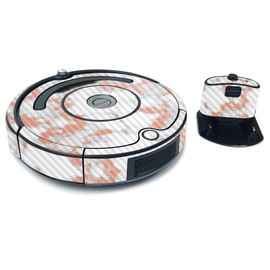 MightySkins Carbon Fiber Skin for iRobot Roomba 675 Max Coverage - Rose Foil Marble | Protective, Durable Textured Carbon Fiber Finish | Easy to Apply, Remove, and Change Styles | Made in The USA