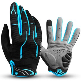 Cycling Gloves, Spring, Summer, Autumn, UV Protection, Smartphone Compatible, Breathable, Gloves, Bicycle, Shock Absorption, Abrasion Resistant, Quick Drying, Anti-Slip (L, Blue)