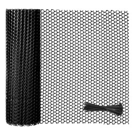 Black Plastic Mesh Fence Roll with Zip Ties – Pet & Garden Barrier for Dogs, Rabbits & Poultry • Balcony & Snake Protection,Easy Install (15.7INx16.4FT)