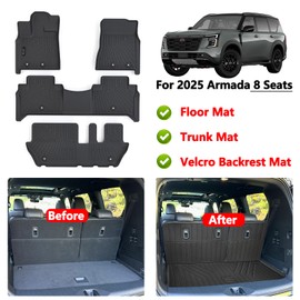 AltraVos Floor Mat for 2025 Nissan Armada Only Suit for 8 Seats, TPE All Weather Protection Floor Liners & Cargo Liners Velcro Covering The Backrest (for 2025 Nissan Armada-8)
