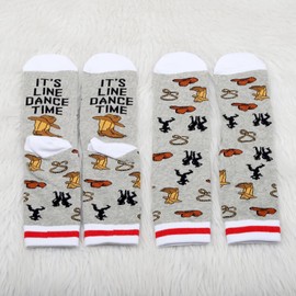 2 Pairs Line Dance Socks Line Dancing Lover Gift Hat Boot Western Country Dance Teacher Sock It's Line Dance Time (UK, Alpha, One Size, Regular, Regular, LINE DANCE 2s)
