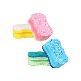 Nail Guard Dual Sided Dish Washing Sponges Assorted Colors (6 Sponges Total) - (2 Pack)