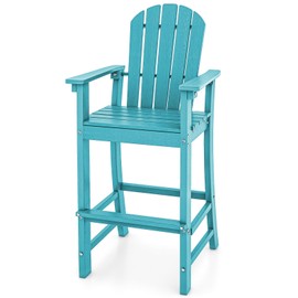 ORALNER Tall Adirondack Chairs, Outdoor High Back Balcony Chair, Weather Resistant HDPE Resin Plastic Bar Height Stools, 360 LBS Lifeguard Chair for Pool Patio Deck Backyard (1, Turquoise)