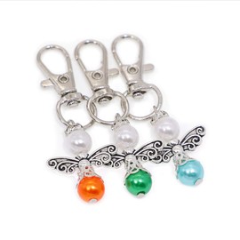 witgift Pack of 30 Guardian Angel Key Chains Angel Charm Pearl Angel Pendant for DIY Wedding Jewellery Necklace Crafts (6), Alloy + ABS