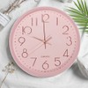 Maxspace Pink Wall Clock Silent Non-Ticking, 12in Analog Wall Clock