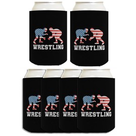 USA Flag Gifts For Men USA Sports Wrestling 6-Pack Can Drink Sleeves